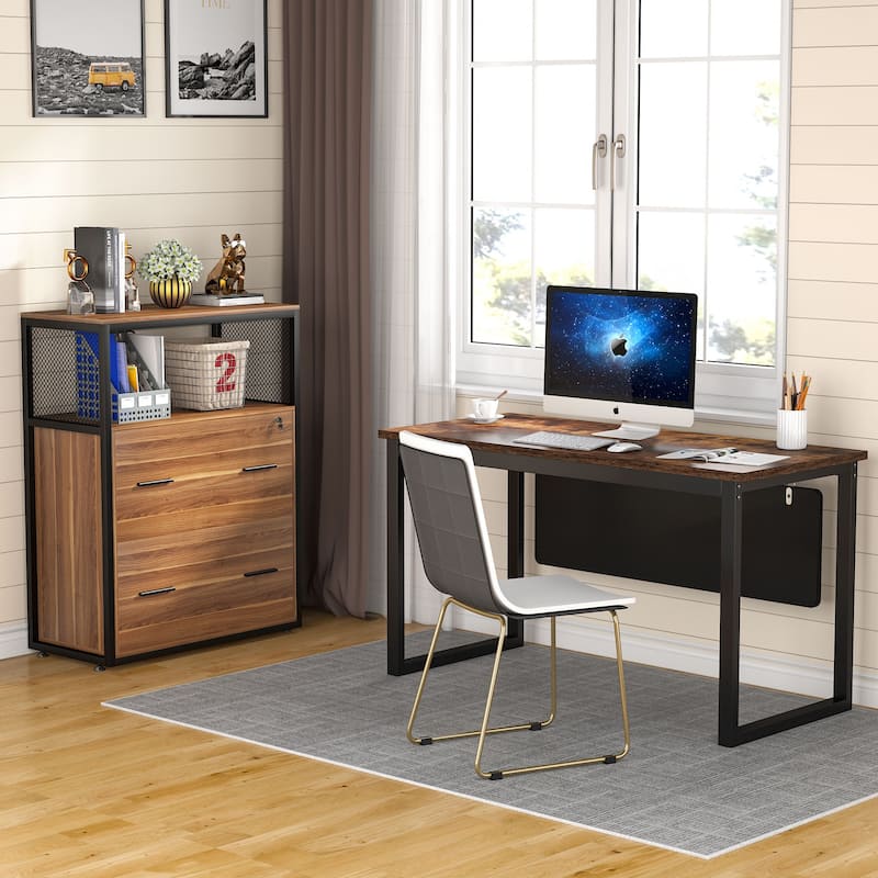 2-Drawer Lateral File Cabinets Legal Size, Large Filing Cabinet with Lock, Printer Stand