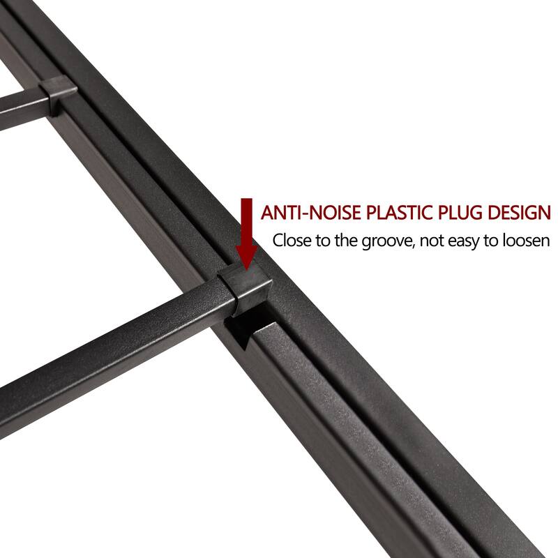 Modern Metal Platform Bed Frame with Headboard No Box Spring Needed Twin BLACK