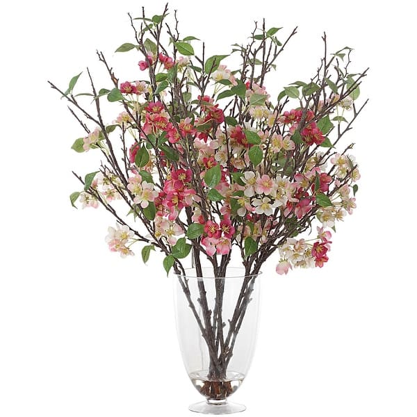 slide 2 of 4, Uttermost 60230 Spring Blooms 35-1/4" Tall Glass Faux Flora Planter Clear