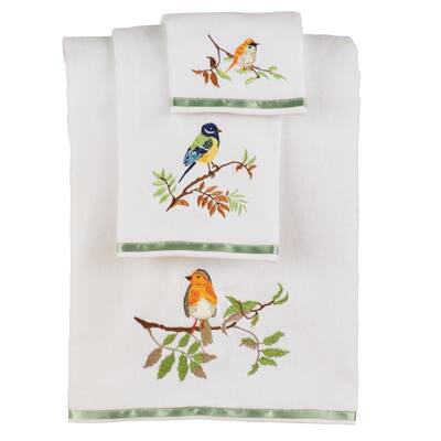 3-Piece Songbirds on Fall Branches Bath Towel Set - 11.500 x 6.000 x 2.750