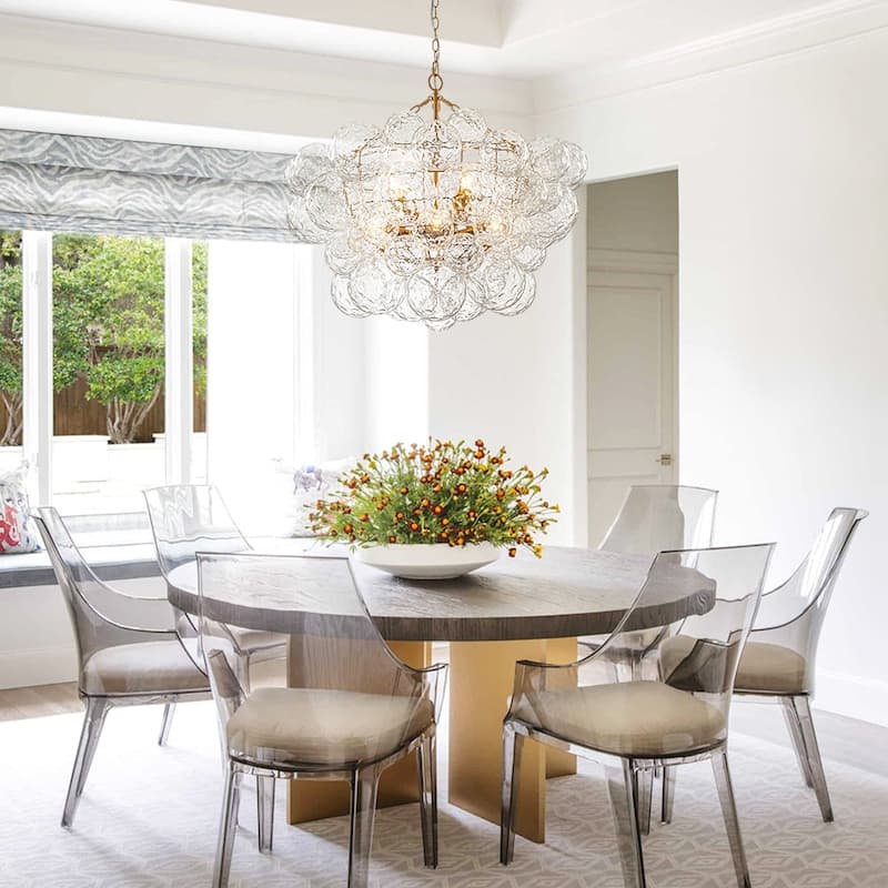 Luxury Brass Hammered Water Glass Globe Cluster Bubble Chandelier