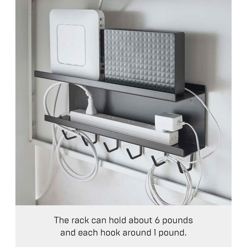 Yamazaki Home Wall-Mount Cable and Router Storage Rack, Steel - L 4.33 x W 15.75 x H 7.09 inches