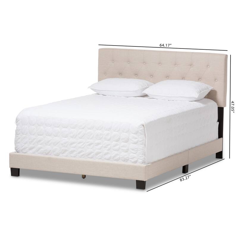 King Size Bed Upholstered Fabric Headboard Classic Design Bedroom Furniture