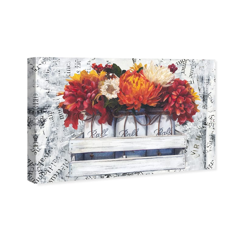 Wynwood Studio Canvas Floral and Botanical Colorful Jars White and Farmhouse Wall Art Canvas Print
