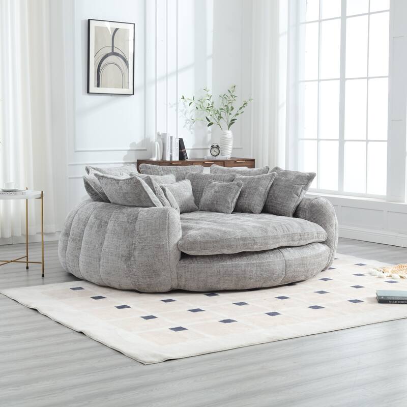 Comfortable Oversized Double Loaf High Back Round Sofa Bed with Armrests