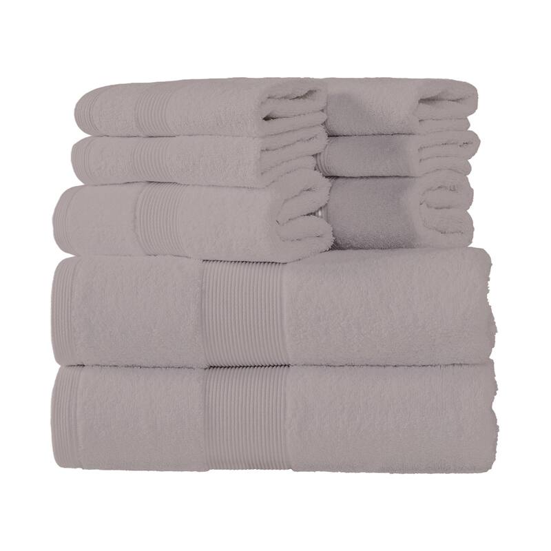 Fabstyles Premium Quality 8 Piece 600 GSM Zero Twist Cotton Towel Set - linen