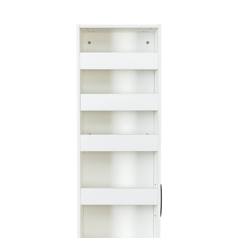 Roomfitters 7-Tier Pull-Out Storage Shelf, Slim Rolling Organizer for Kitchen, Laundry, or Narrow Spaces, White