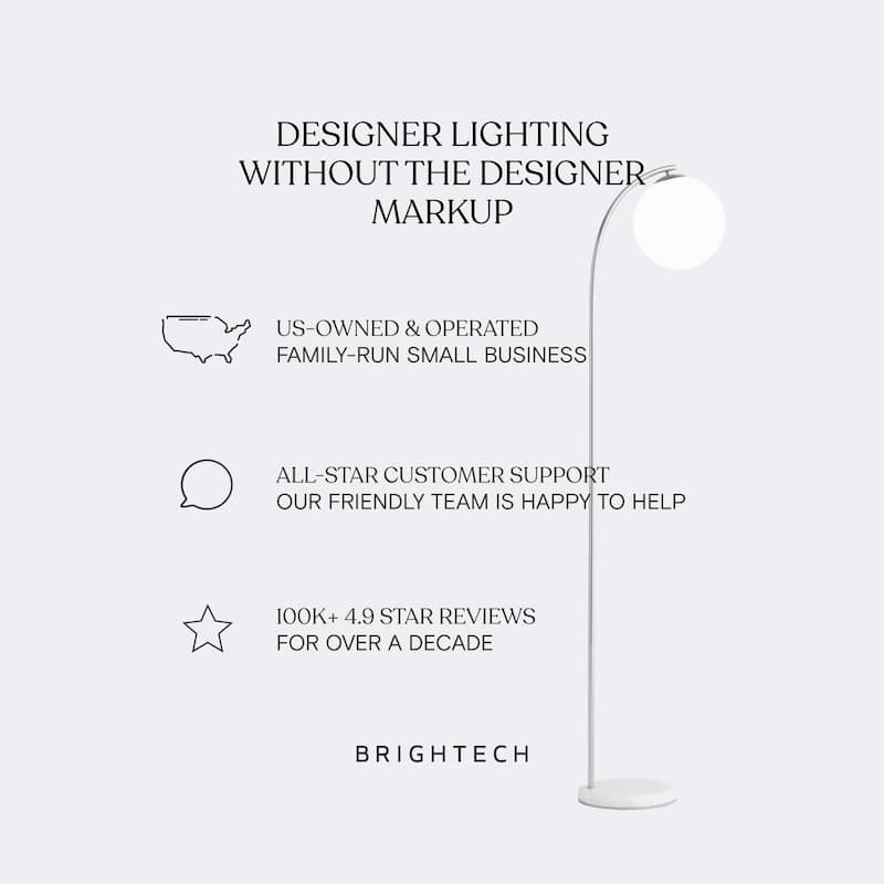 Brightec Nova 74 in. Antique Brass Dimmable LED Arc Standing Floor Lamp with 3 Ring-Style Light Pendants