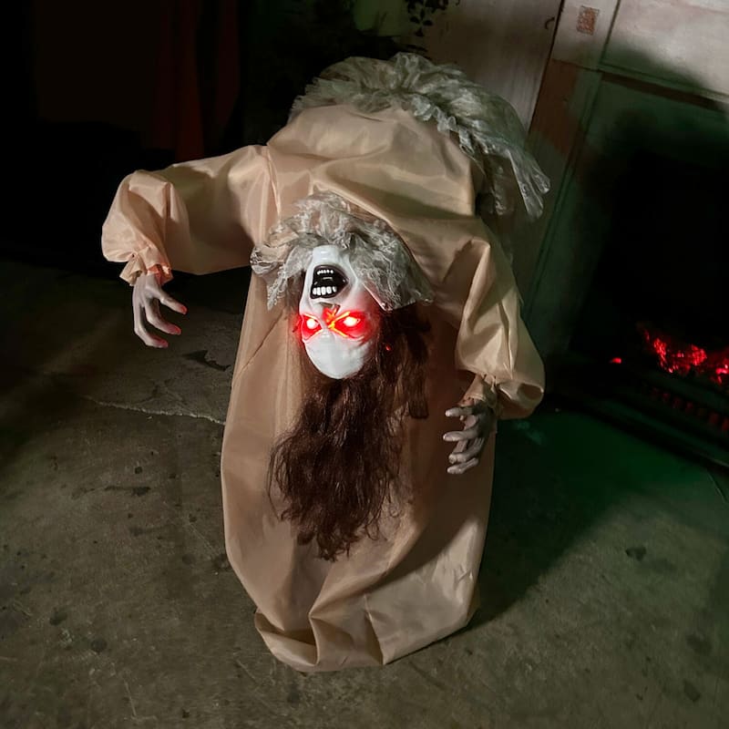 Haunted Hill Farm Haunted Hill Farm 3.4 ft. Touch-Activated Animated Possessed Backbend Lady Halloween Animatronic - Multi