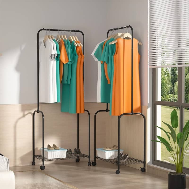 Rolling Clothes Rack 23.6 Inch Garment Rack - 13.8"D x 23.6"W x 65"H