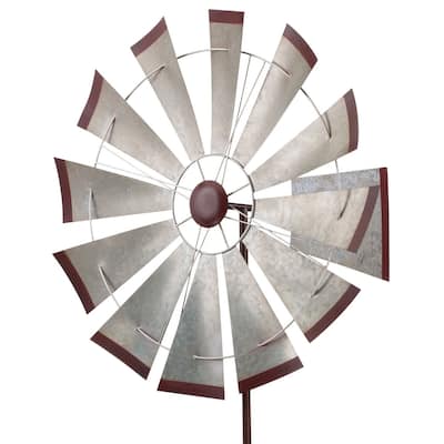 32 Wind Spinner - Galvanized Windmill - 32"x32"x85"