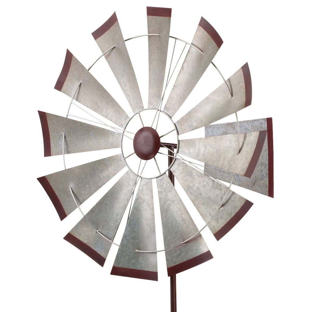 32 Wind Spinner - Galvanized Windmill - 32"x32"x85"