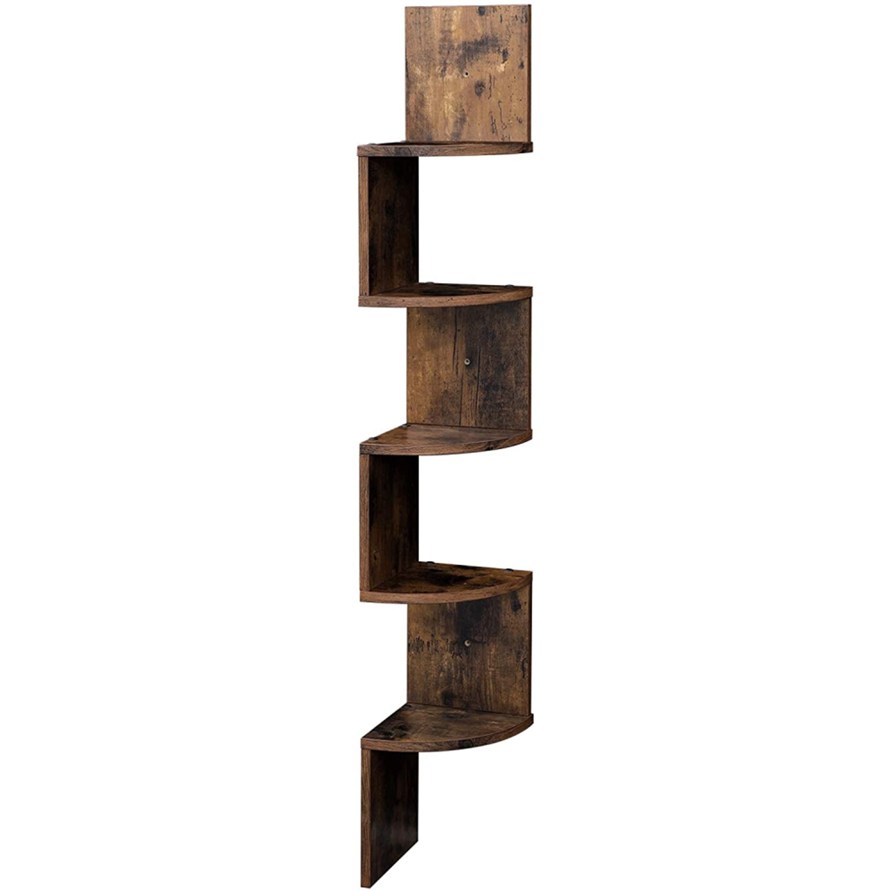 Shop 5 Tiers Wooden Corner Wall Shelf Shelves Mount Rack Home Furniture Overstock 31806637