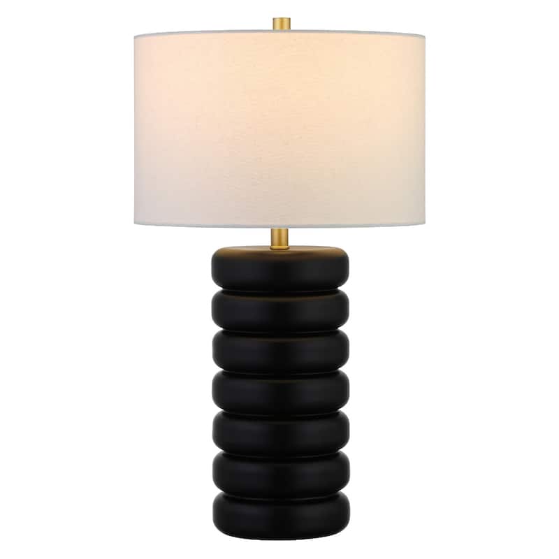 25” High Contemporary Ceramic Table Lamp with Drum Shade E26 Base for Bedroom or Living Room - 25” H x 14”W x 14”D
