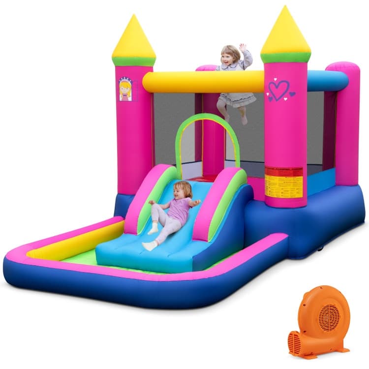 Inflatable Bounce House Cute Princess Bouncy Castle with 520W Blower - 143" x 79.5" x 81"