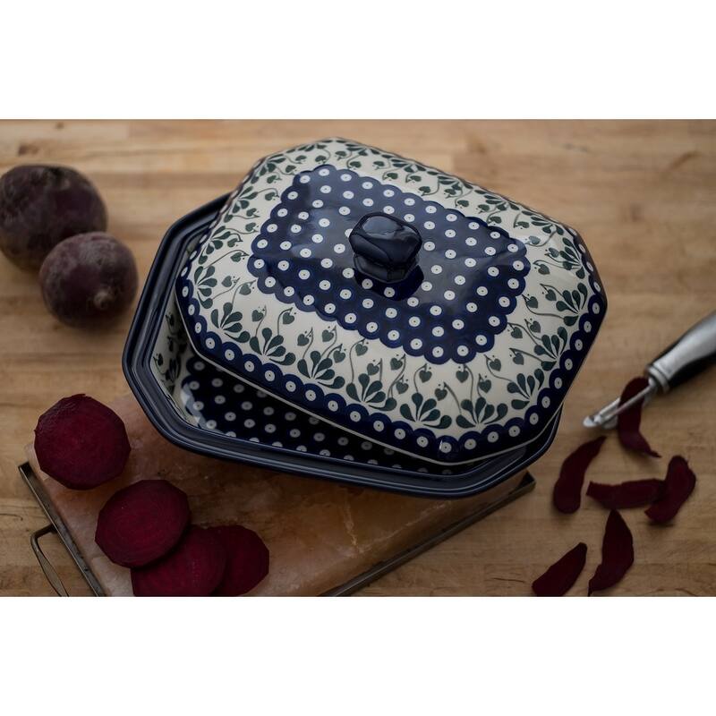 Blue Rose Polish Pottery 662 Ceramika Artystyczna Medium Covered Baker