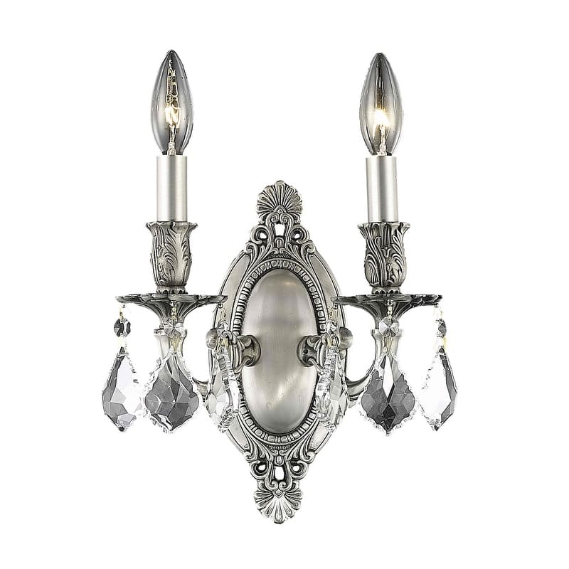 Somette Aubonne Royal Cut Crystal and Pewter 2-light Wall Sconce - Aubonne Pewter 2-Light Wall Sconce
