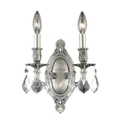 Somette Aubonne Royal Cut Crystal and Pewter 2-light Wall Sconce