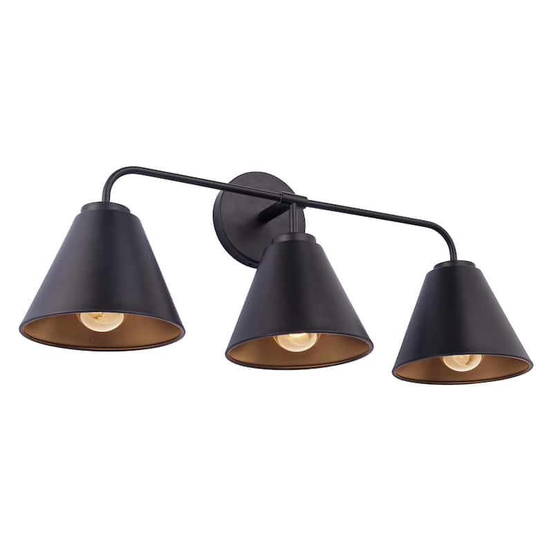 Modern Loft Lantern 3-Light Black Vanity Light - 25.4"L x 7"W x 10.5"H