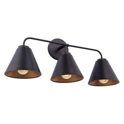 Modern Loft Lantern 3-Light Black Vanity Light - 25.4"L x 7"W x 10.5"H