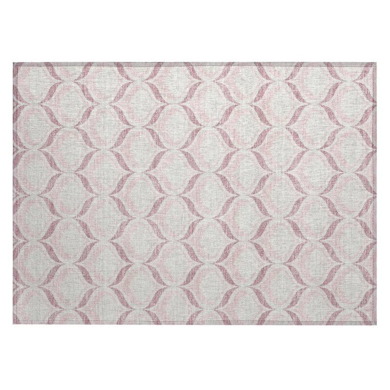 Machine Washable Indoor/ Outdoor Modern Trellis Chantille Rug