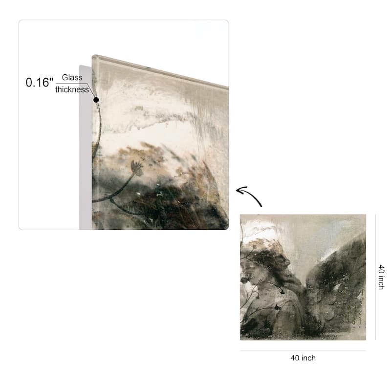 "New Orleans Angel Sculpture" Frameless Free Floating Tempered Glass Panel Graphic Wall Art