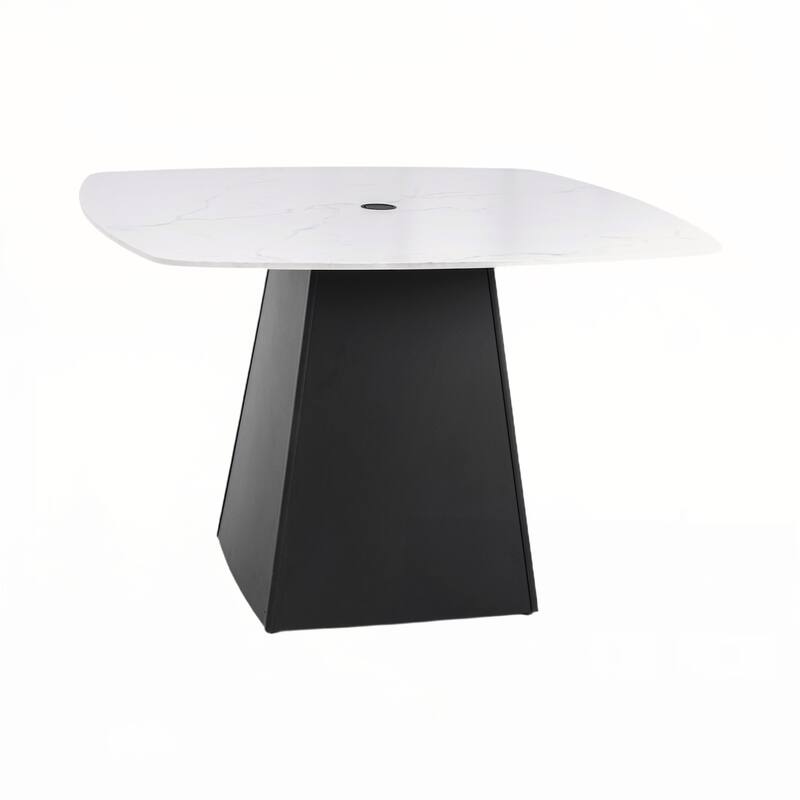 Modern 44" Rounded Square Outdoor Pedestal Dining Table