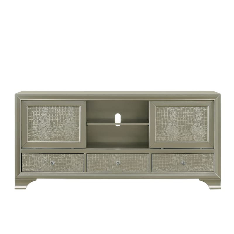 Kym Champagne LED Faux Leather Upholstered Tufted Panel Bed