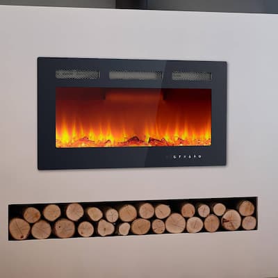 36 Inch Wall Built-in Electric Fireplace Heater for Bedrooms, Living Room - N/A