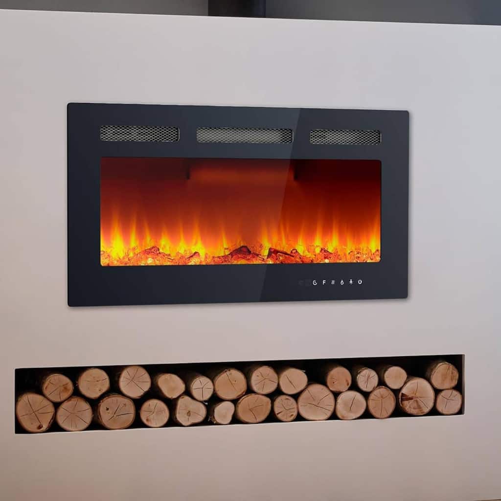 36 Inch Wall Built-in Electric Fireplace Heater for Bedrooms, Living Room - N/A