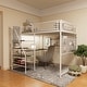 preview thumbnail 13 of 17, Full Size Loft Bed with Built-in Charging Station & LED Lighting, Heavy-Duty Metal Loft Bed Frame with Desk & Safety Guardrails