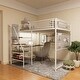 preview thumbnail 1 of 17, Full Size Loft Metal Bed for Bedroom and Dormitory, With Built-In Charging Station and Led Lighting White