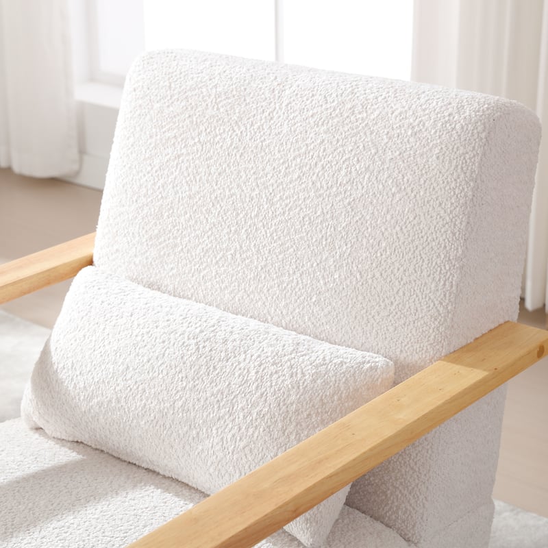 Mid-Century Boucle Upholstered Swivel Armchair With Pillow