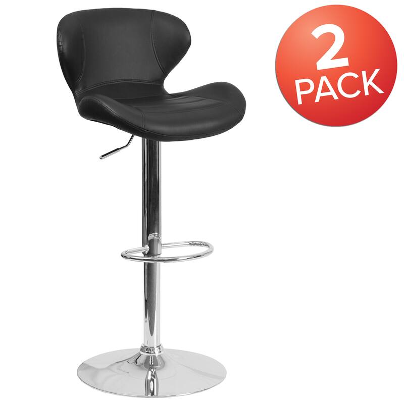 Modern Low-back Height-adjustable Chrome/Vinyl Barstools (Set of 2)