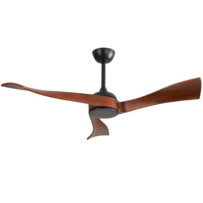 52" Wood 3-Blade Ceiling Fan without Light, 6-Speed Reversible DC Motor and Remote