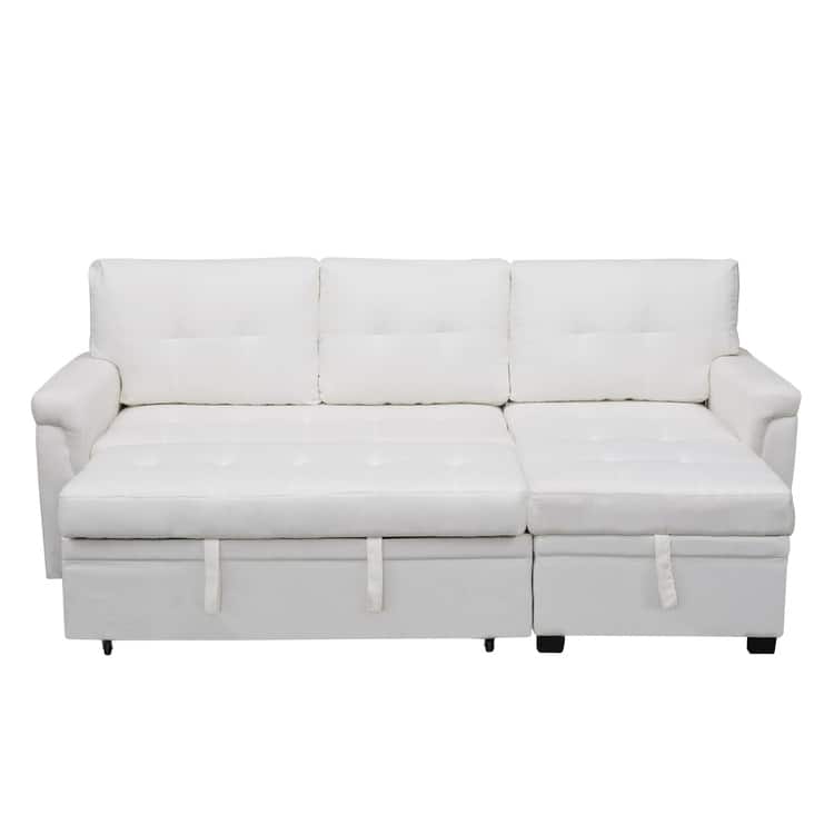 Perry Modern Reversible Sectional Sofa with Storage Chaise, Pullout Sleeper Sofa Couch Bed for Living Room
