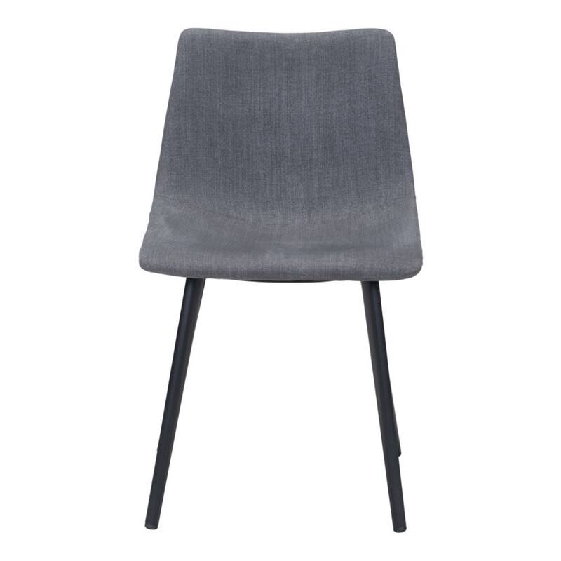 Set of 2 Modern Grey Dining Chairs with Upholstered Seat and Black Metal Legs for Living Room - 31.9”H x 18.5”W x 20.1”D