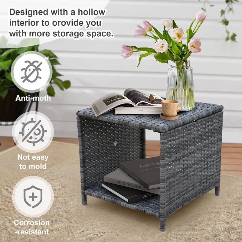 5 Pieces Wicker Patio Furniture Set Outdoor Patio Chairs with Ottomans Conversation Furniture
