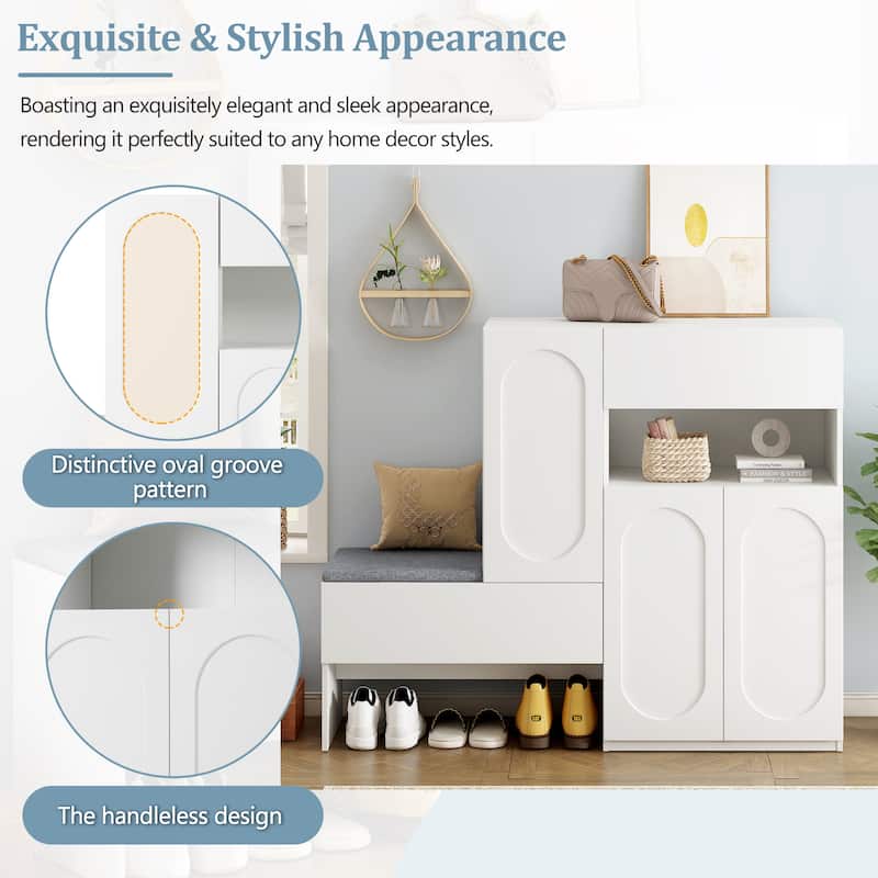 Modern Storage Shoe Cabinet, 2-in-1 Shoe Rack with Rebound Mechanism, Suitable for Living Room, Entrance, and Hallway