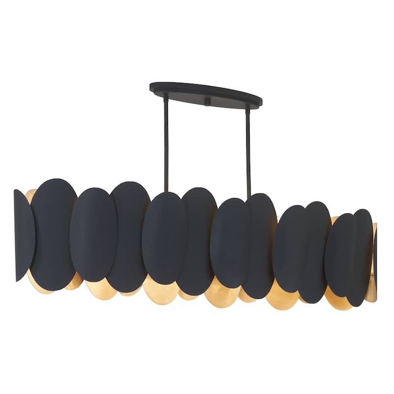 Minka Lavery 1419 Vailen 10 Light 14" Wide Linear Chandelier - Dark Matte Black / Textured Gold