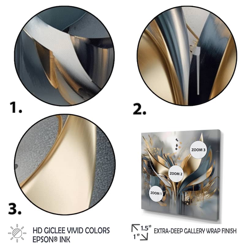 Designart "Abstract Shapes And Lines Iv" Abstract Marble Framed Wall Art For Living Room