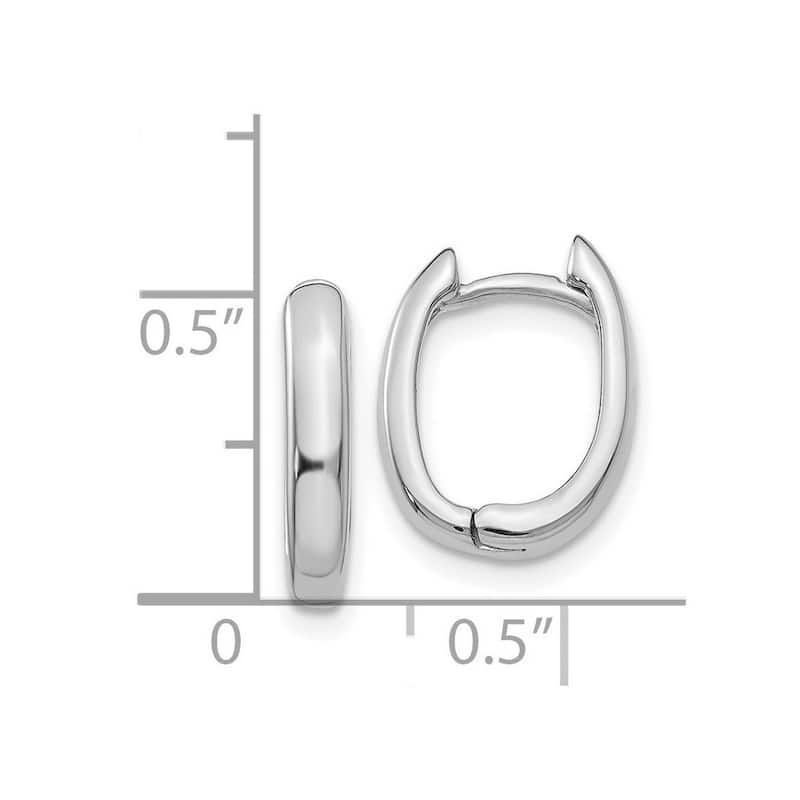 Curata 14k White Gold 8x3mm Oval Hinged Hoop Earrings