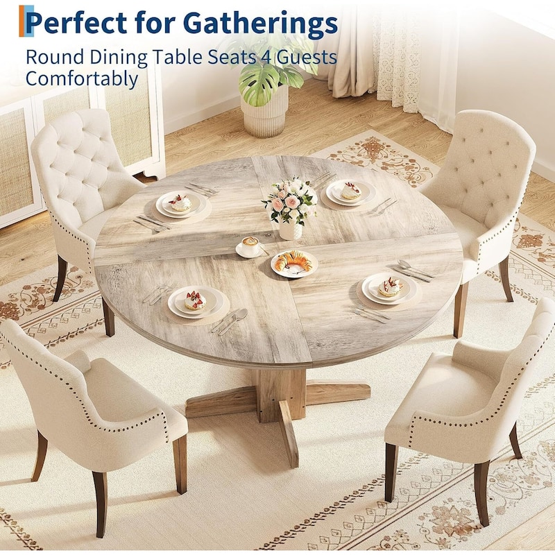 47 Inch Kitchen Round Dining Table for 4-6 People with Pedestal Base (Table Only)