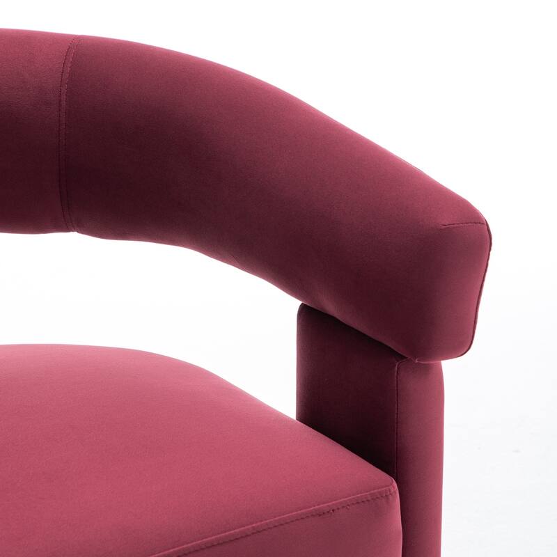 SEYNAR Modern Velvet Accent Chair, Upholstered Barrel Armchair with Curved Back and Thickened Padded Seat