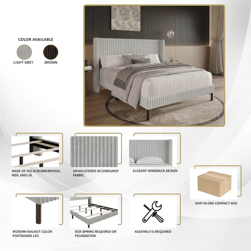 CraftPorch Sophistique Wingback Velvet Upholstered Bed