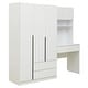 preview thumbnail 17 of 20, 3-Door Wooden Storage Desk Wardrobe for Bedroom with Shelves and 3 Drawers