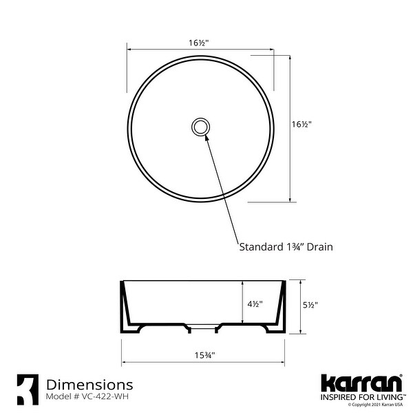 Karran Valera 17" Vitreous China Vessel Bathroom Sink in White