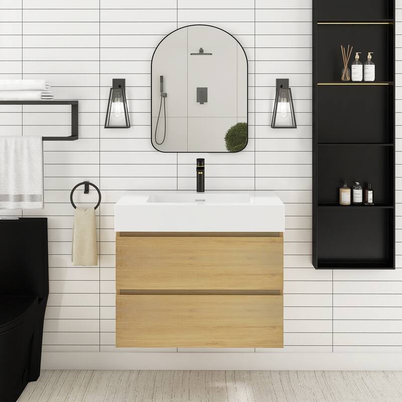 Floating Bathroom Vanity with Solid Surface Top