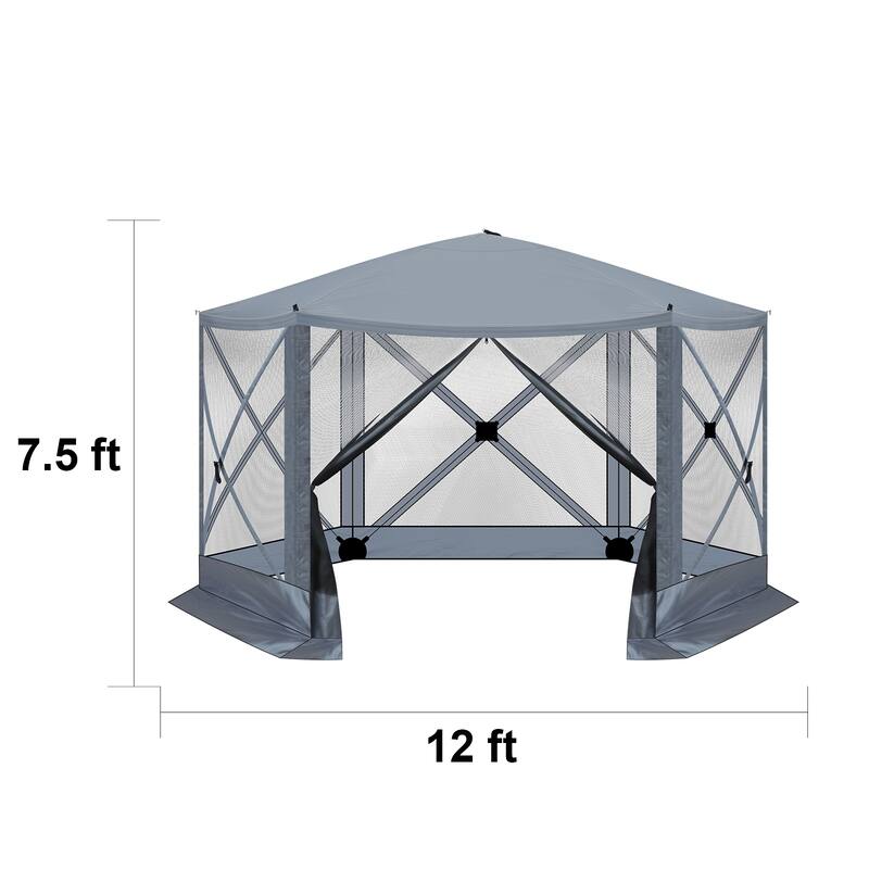 Outdoor Pop Up Camping Gazebo UV and Waterproof Canopy with Mesh Sidewalls for Backyard Patio and Family Gatherings