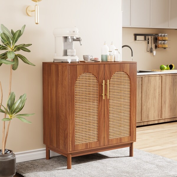 Set of 2 Rattan Sideboard 59 Inch Buffet Cabinet with Doors Accent Cabinet On Sale Bed Bath Beyond 38336403
